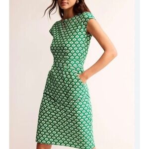 Boden | Dresses | Boden Veronica Jersey Smart Pleated Sheath Day Dress  Green Blue Size Us 6 | Poshmark